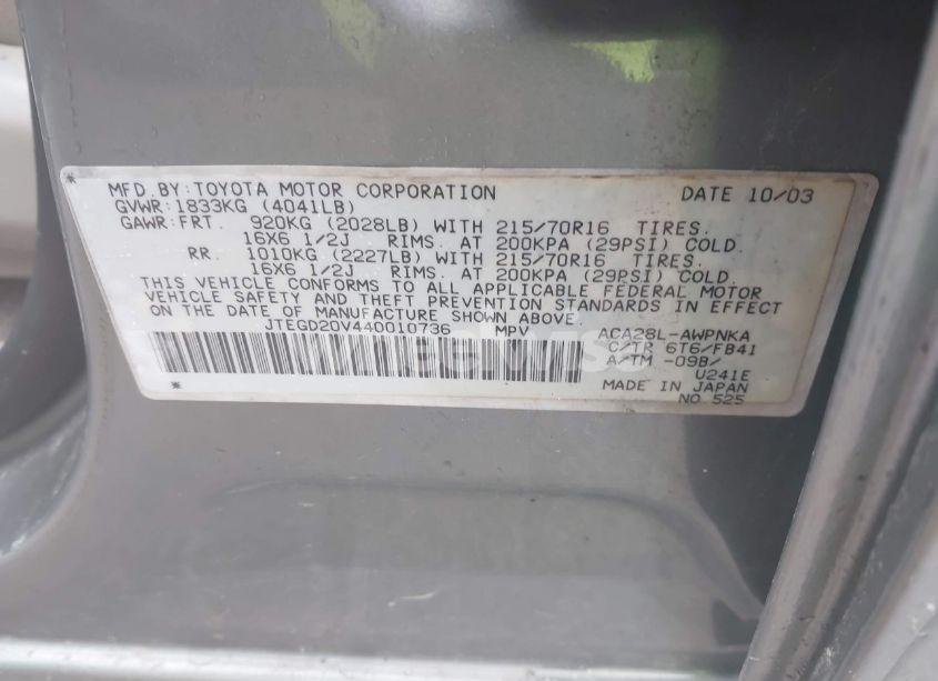 Photo 9 of 2004 Toyota Rav4 (VIN JTEGD20V440010736)