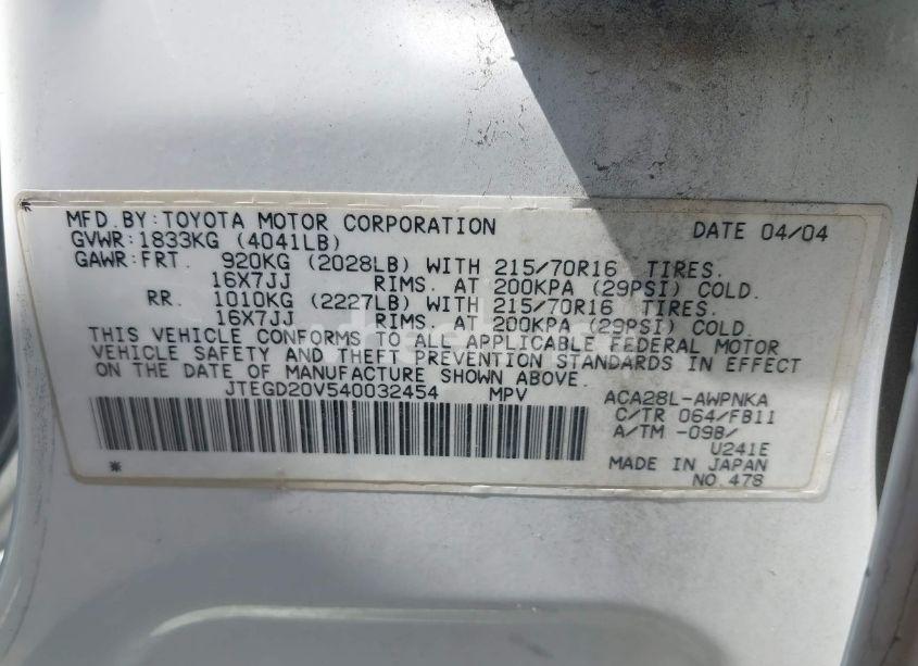 Photo 9 of 2004 Toyota Rav4 (VIN JTEGD20V540032454)