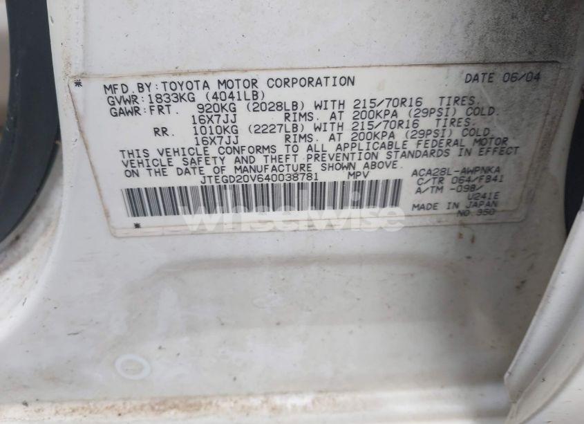 Photo 9 of 2004 Toyota Rav4 (VIN JTEGD20V640038781)