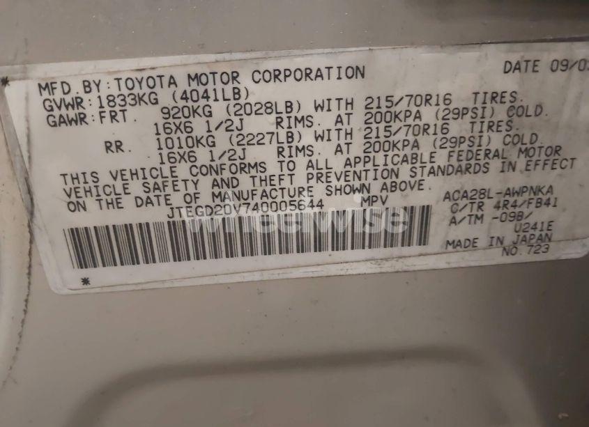 Photo 9 of 2004 Toyota Rav4 (VIN JTEGD20V740005644)