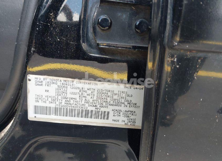 Photo 9 of 2004 Toyota Rav4 (VIN JTEGD20V940033610)