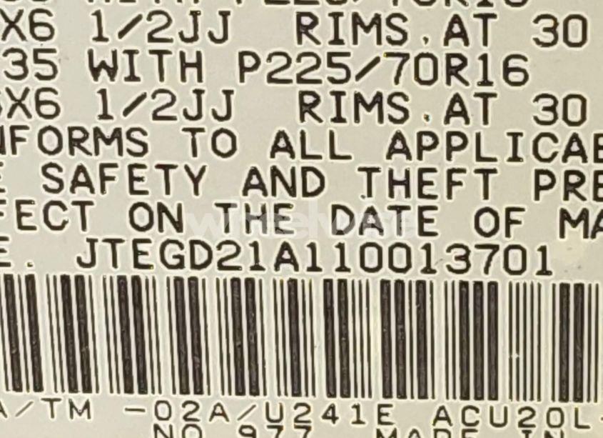 Photo 9 of 2001 Toyota Highlander (VIN JTEGD21A110013701)