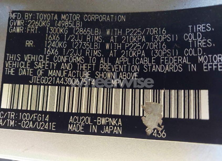 Photo 9 of 2003 Toyota Highlander (VIN JTEGD21A430067514)