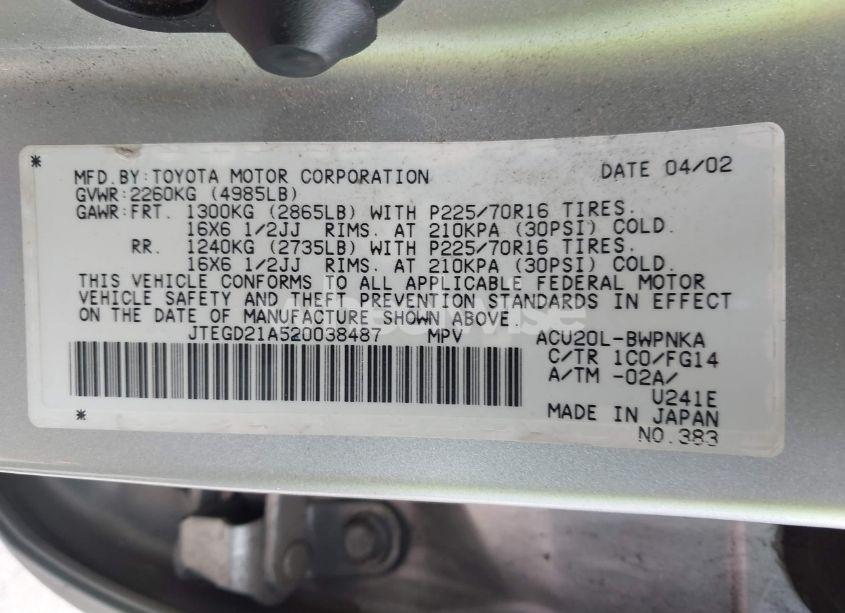 Photo 9 of 2002 Toyota Highlander (VIN JTEGD21A520038487)