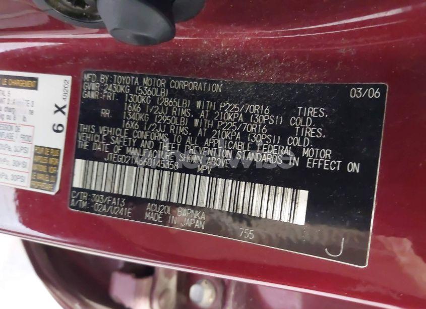 Photo 9 of 2006 Toyota Highlander (VIN JTEGD21A660145358)