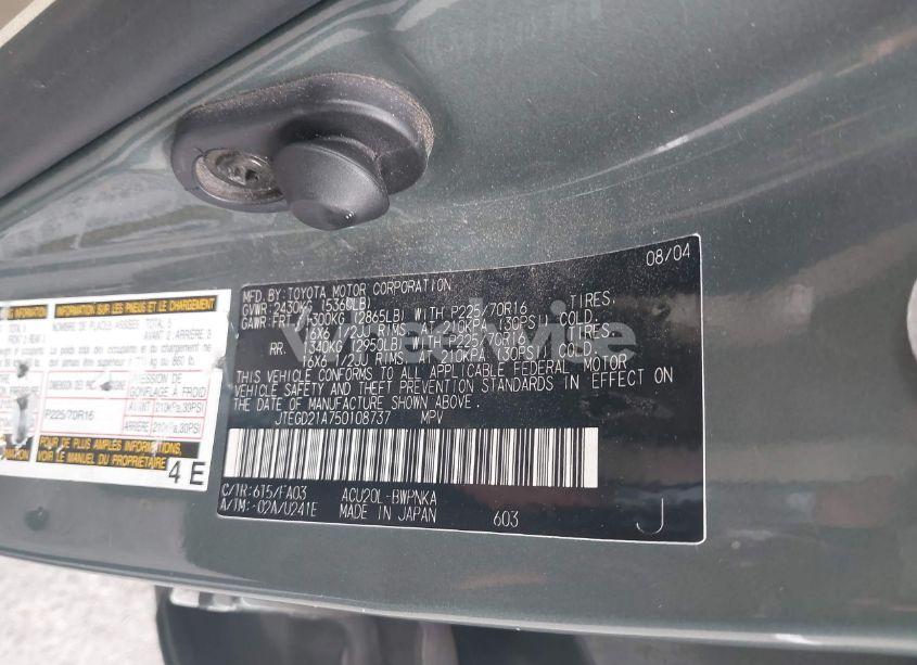 Photo 9 of 2005 Toyota Highlander (VIN JTEGD21A750108737)