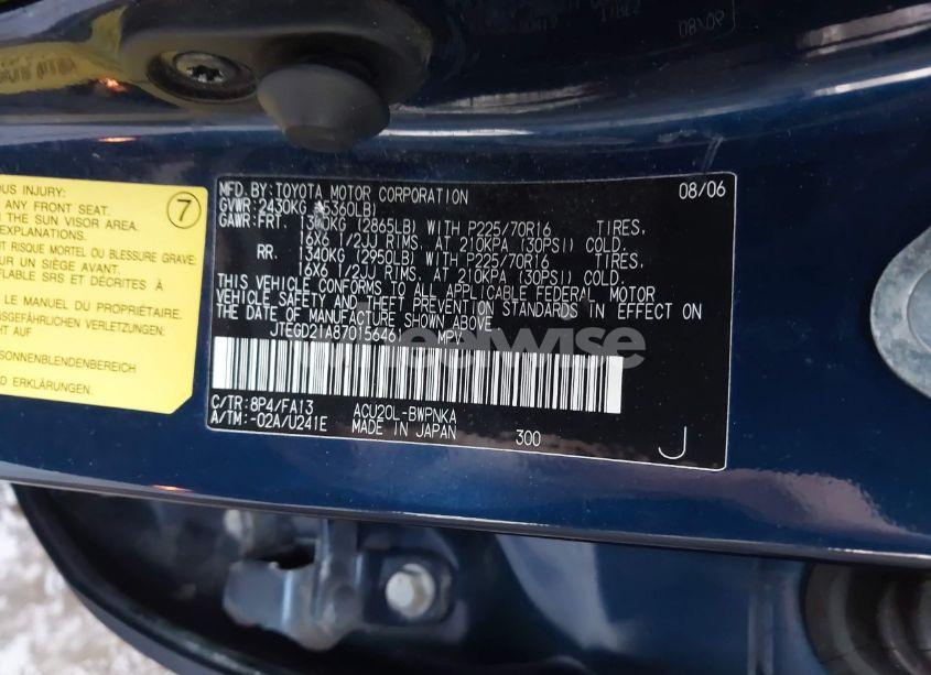 Photo 9 of 2007 Toyota Highlander (VIN JTEGD21A870156461)