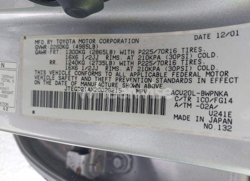 Photo 9 of 2002 Toyota Highlander (VIN JTEGD21AX20028215)