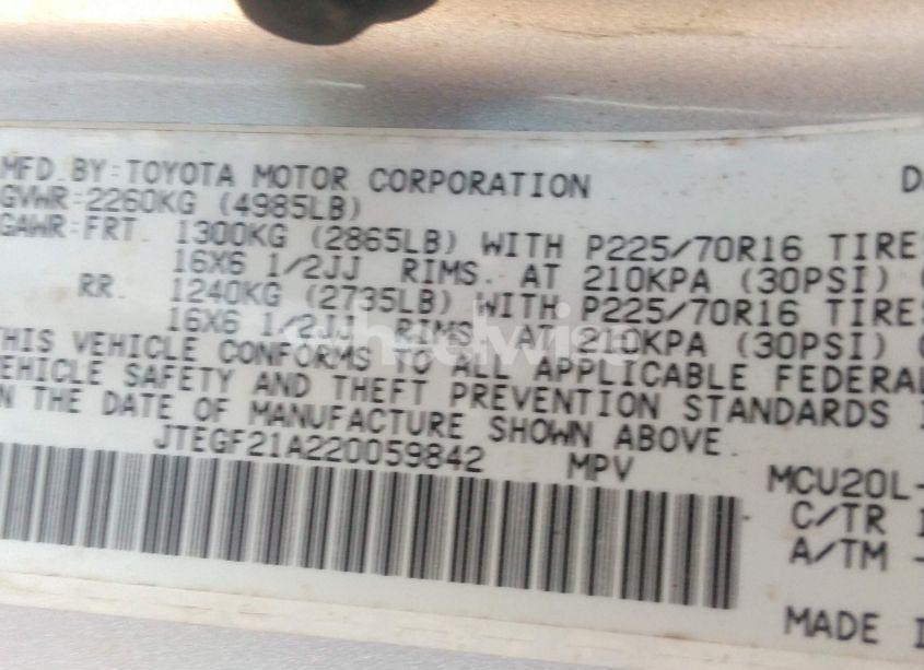 Photo 9 of 2002 Toyota Highlander V6 (VIN JTEGF21A220059842)