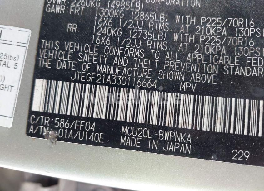 Photo 9 of 2003 Toyota Highlander LIMITED V6 (VIN JTEGF21A330116664)