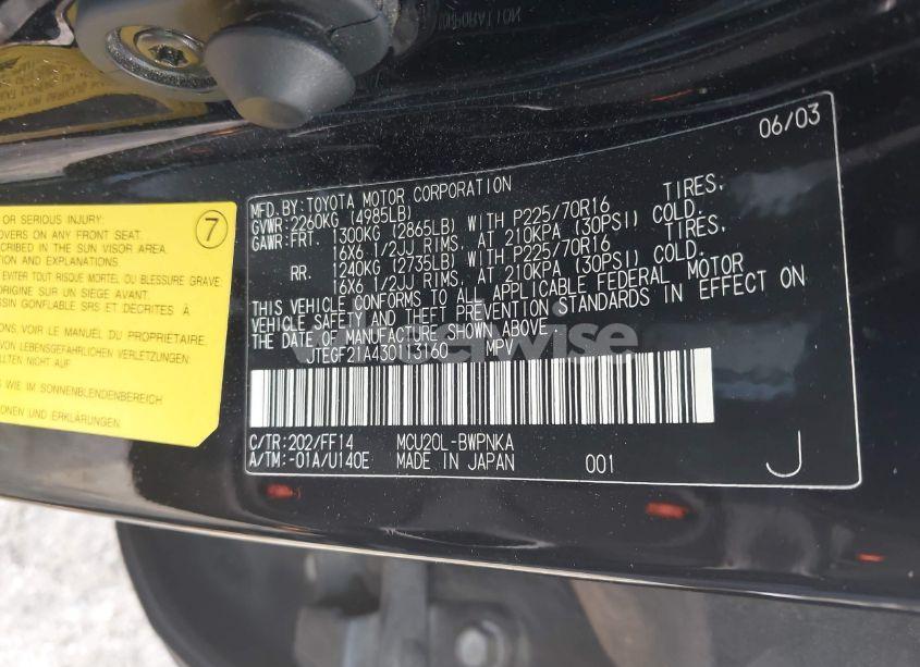 Photo 9 of 2003 Toyota Highlander LIMITED V6 (VIN JTEGF21A430113160)