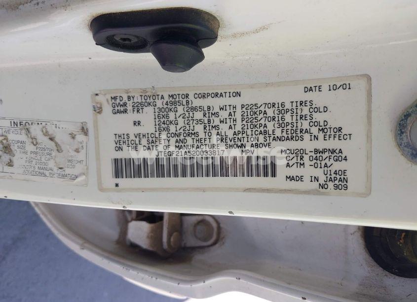 Photo 9 of 2002 Toyota Highlander V6 (VIN JTEGF21A520033817)