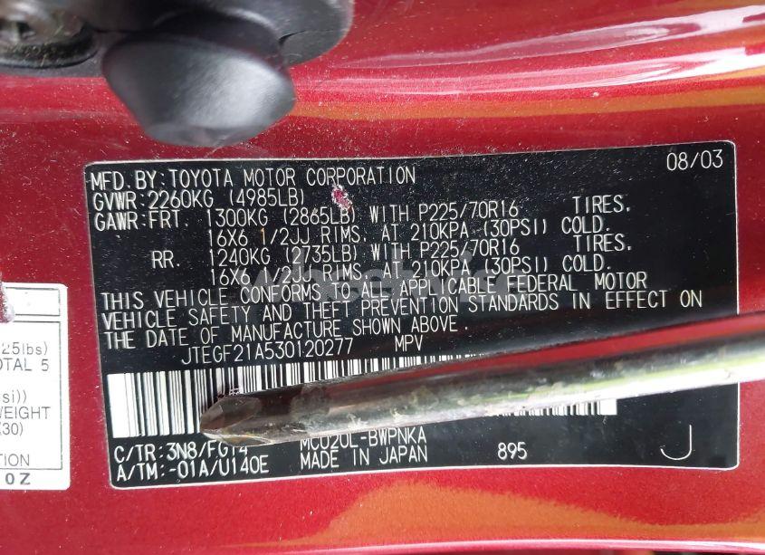 Photo 9 of 2003 Toyota Highlander V6 (VIN JTEGF21A530120277)