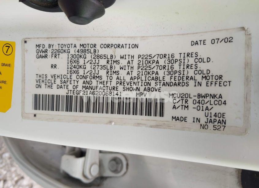 Photo 9 of 2002 Toyota Highlander LIMITED V6 (VIN JTEGF21A620068141)