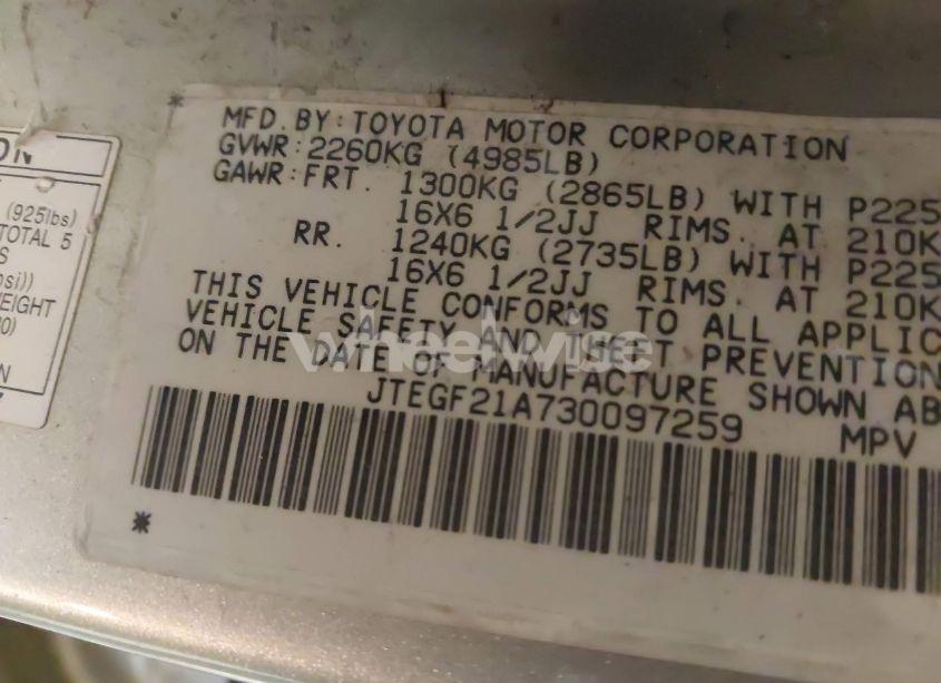 Photo 9 of 2003 Toyota Highlander V6 (VIN JTEGF21A730097259)