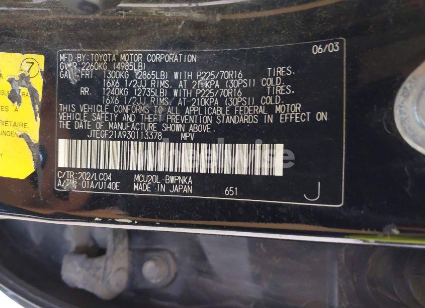 Photo 9 of 2003 Toyota Highlander LIMITED V6 (VIN JTEGF21A930113378)