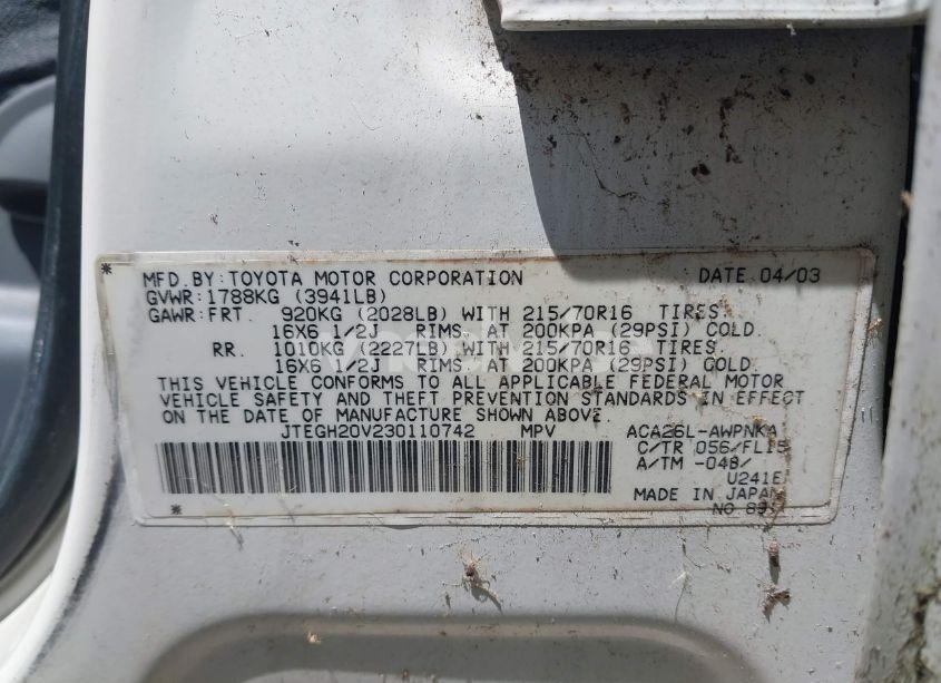 Photo 9 of 2003 Toyota Rav4 (VIN JTEGH20V230110742)