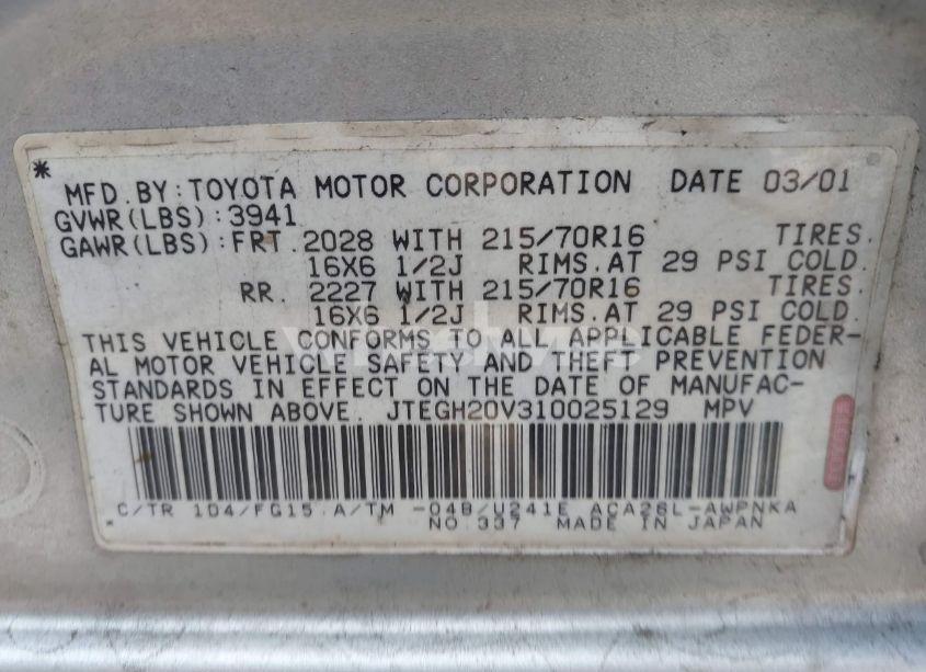 Photo 9 of 2001 Toyota Rav4 (VIN JTEGH20V310025129)