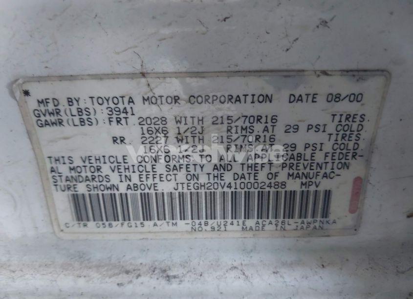 Photo 9 of 2001 Toyota Rav4 (VIN JTEGH20V410002488)