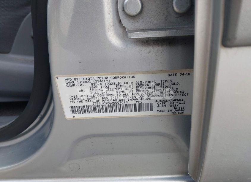 Photo 9 of 2002 Toyota Rav4 (VIN JTEGH20V626007013)