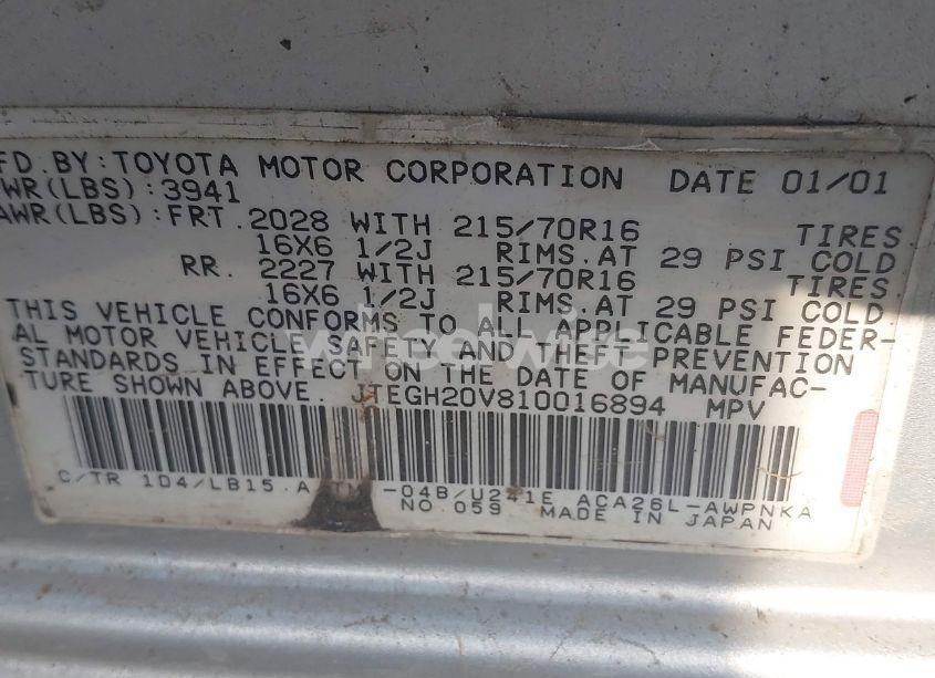 Photo 9 of 2001 Toyota Rav4 (VIN JTEGH20V810016894)
