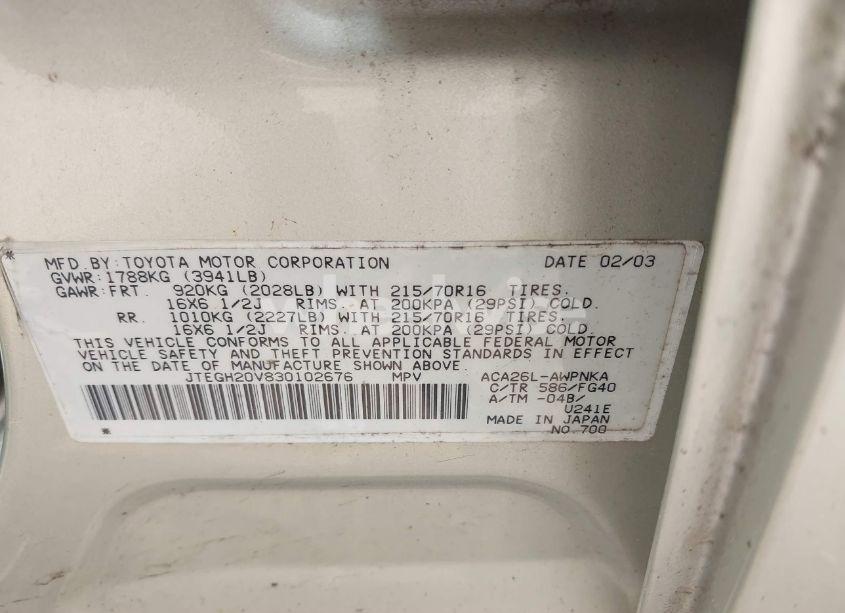 Photo 9 of 2003 Toyota Rav4 (VIN JTEGH20V830102676)