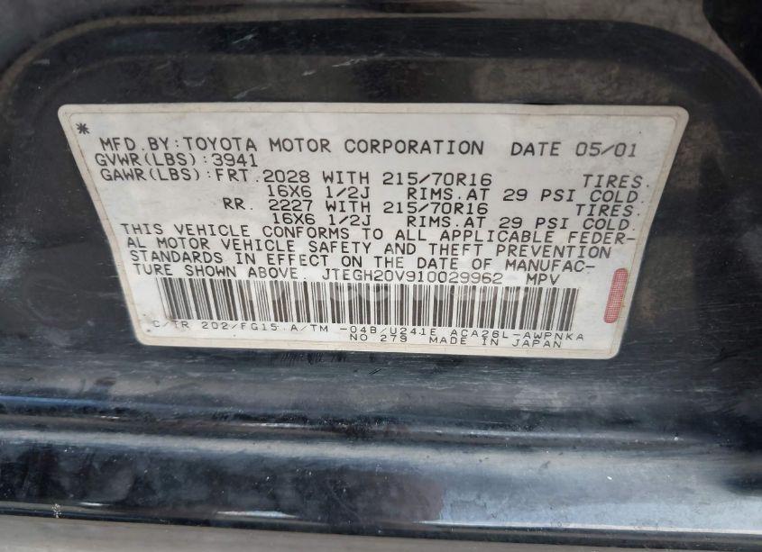 Photo 9 of 2001 Toyota Rav4 (VIN JTEGH20V910029962)