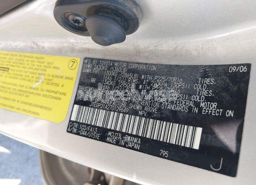 Photo 9 of 2007 Toyota Highlander V6 (VIN JTEGP21A270129649)