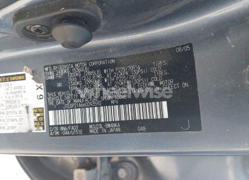 Photo 9 of 2006 Toyota Highlander SPORT V6/V6 (VIN JTEGP21A660093592)