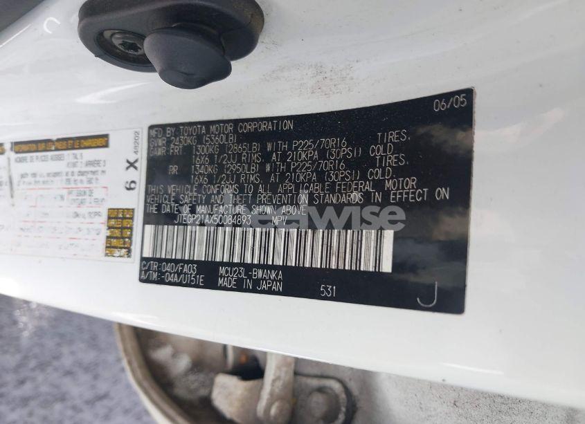 Photo 9 of 2005 Toyota Highlander V6 (VIN JTEGP21AX50084893)