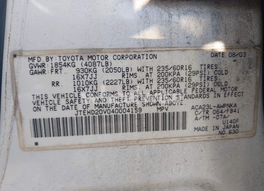 Photo 9 of 2004 Toyota Rav4 (VIN JTEHD20V040004159)