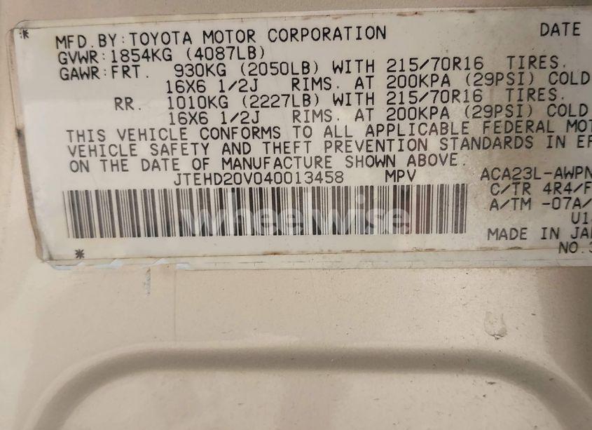 Photo 9 of 2004 Toyota Rav4 (VIN JTEHD20V040013458)