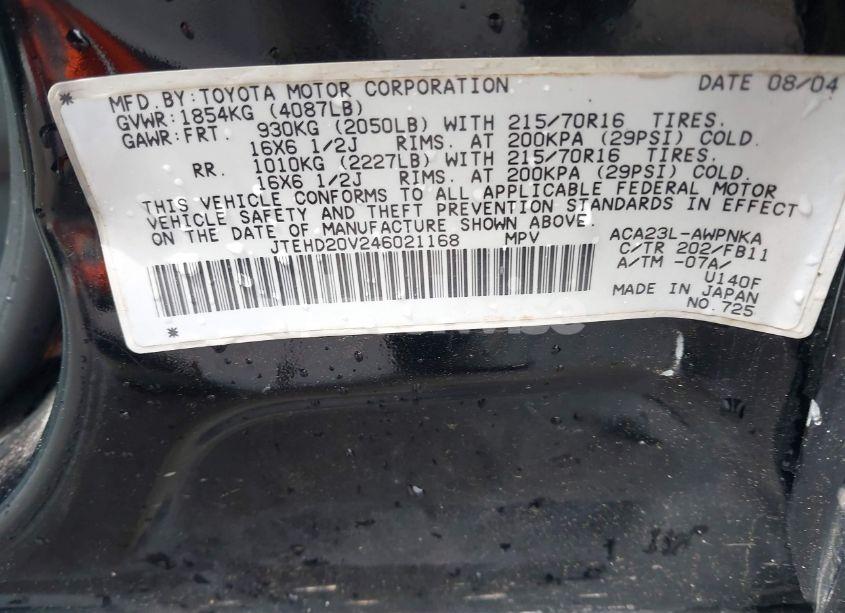 Photo 9 of 2004 Toyota Rav4 (VIN JTEHD20V246021168)