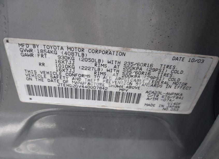 Photo 9 of 2004 Toyota Rav4 (VIN JTEHD20V440007842)