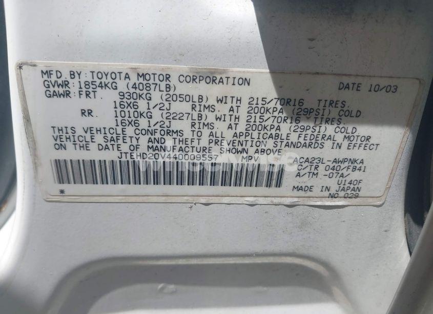 Photo 9 of 2004 Toyota Rav4 (VIN JTEHD20V440009557)