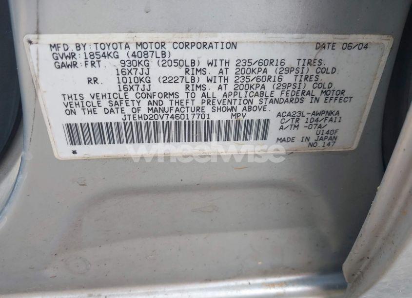 Photo 9 of 2004 Toyota Rav4 (VIN JTEHD20V746017701)