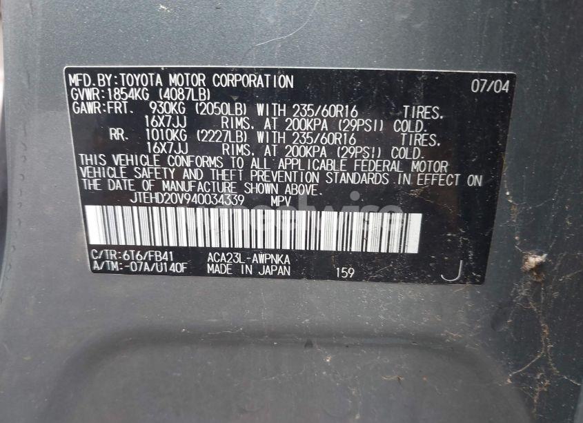 Photo 9 of 2004 Toyota Rav4 (VIN JTEHD20V940034339)