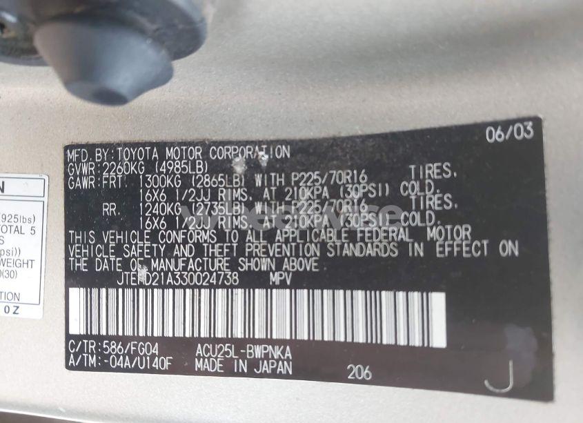 Photo 9 of 2003 Toyota Highlander (VIN JTEHD21A330024738)