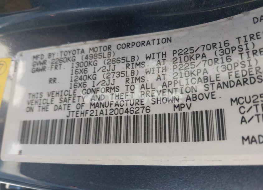 Photo 9 of 2002 Toyota Highlander LIMITED V6 (VIN JTEHF21A120046276)