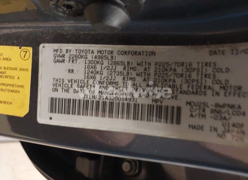 Photo 9 of 2002 Toyota Highlander LIMITED V6 (VIN JTEHF21A320054931)