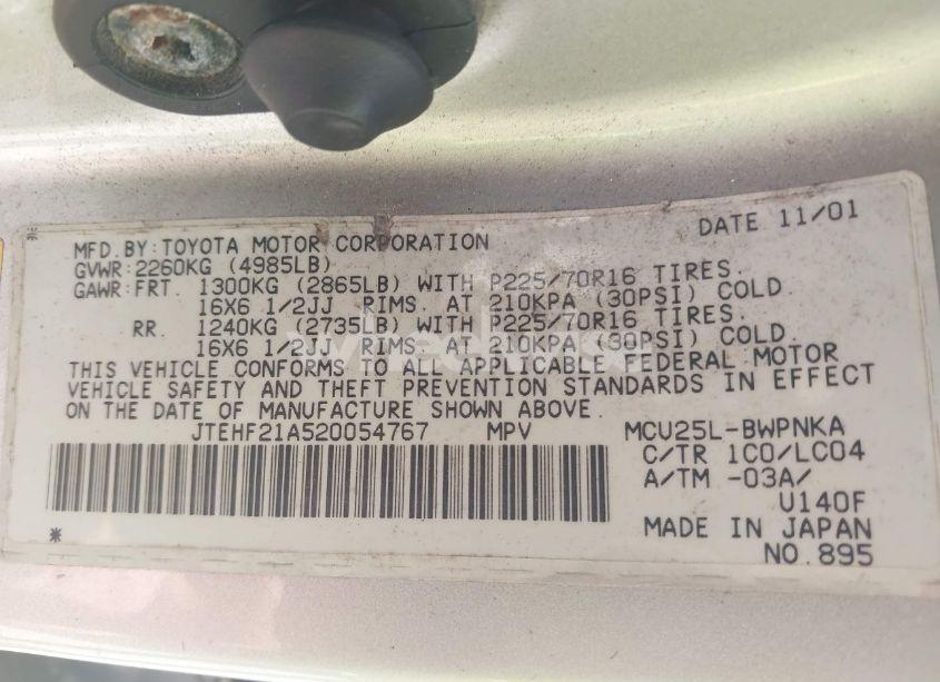 Photo 9 of 2002 Toyota Highlander LIMITED V6/V6 (VIN JTEHF21A520054767)