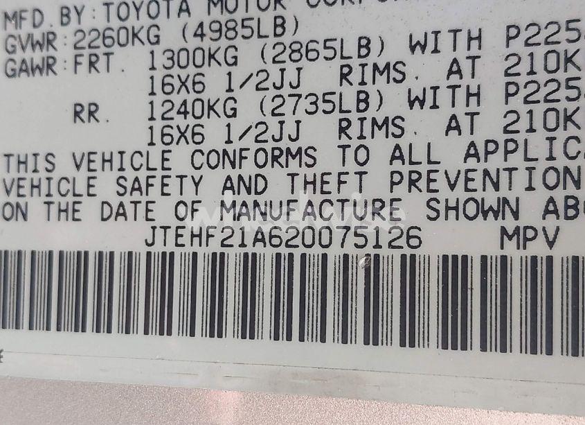 Photo 9 of 2002 Toyota Highlander V6 (VIN JTEHF21A620075126)