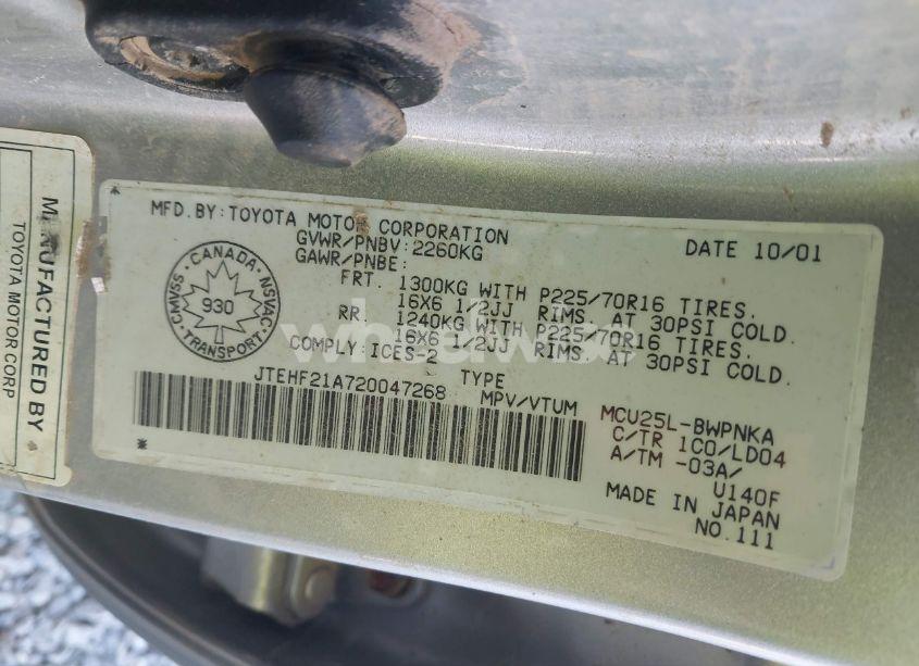 Photo 9 of 2002 Toyota Highlander (VIN JTEHF21A720047268)