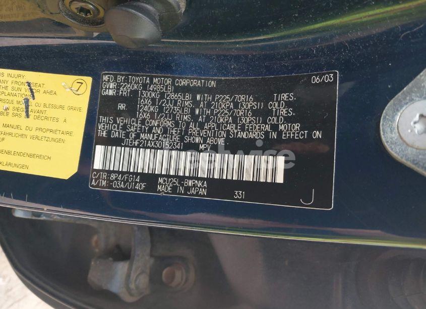 Photo 9 of 2003 Toyota Highlander V6 (VIN JTEHF21AX30152341)