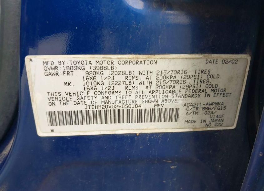 Photo 9 of 2002 Toyota Rav4 (VIN JTEHH20V026050184)