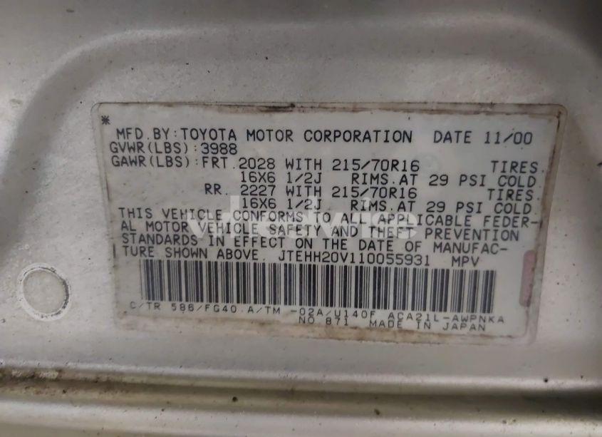 Photo 9 of 2001 Toyota Rav4 (VIN JTEHH20V110055931)