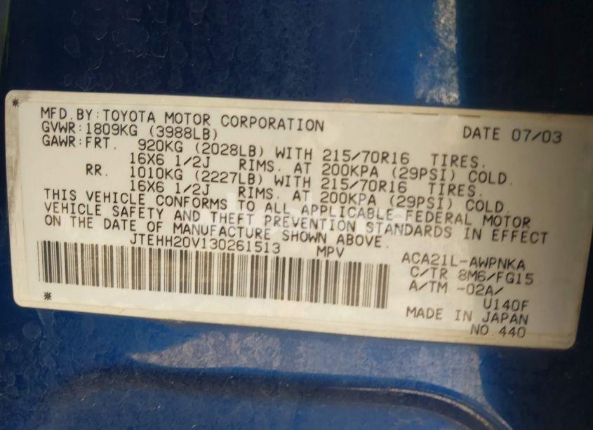 Photo 9 of 2003 Toyota Rav4 (VIN JTEHH20V130261513)