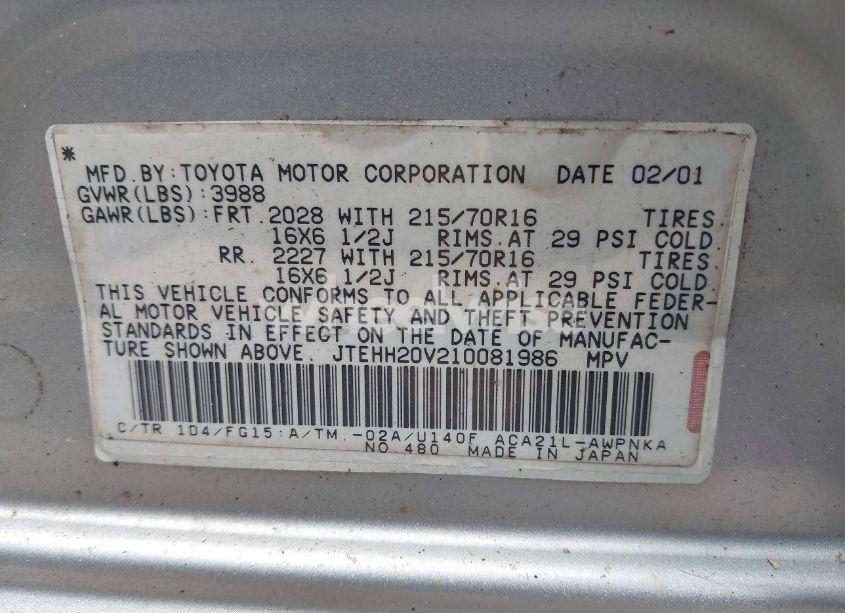 Photo 9 of 2001 Toyota Rav4 (VIN JTEHH20V210081986)