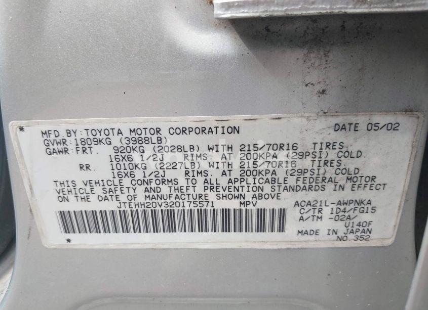 Photo 9 of 2002 Toyota Rav4 (VIN JTEHH20V320175571)