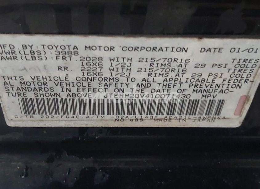 Photo 9 of 2001 Toyota Rav4 (VIN JTEHH20V410071430)